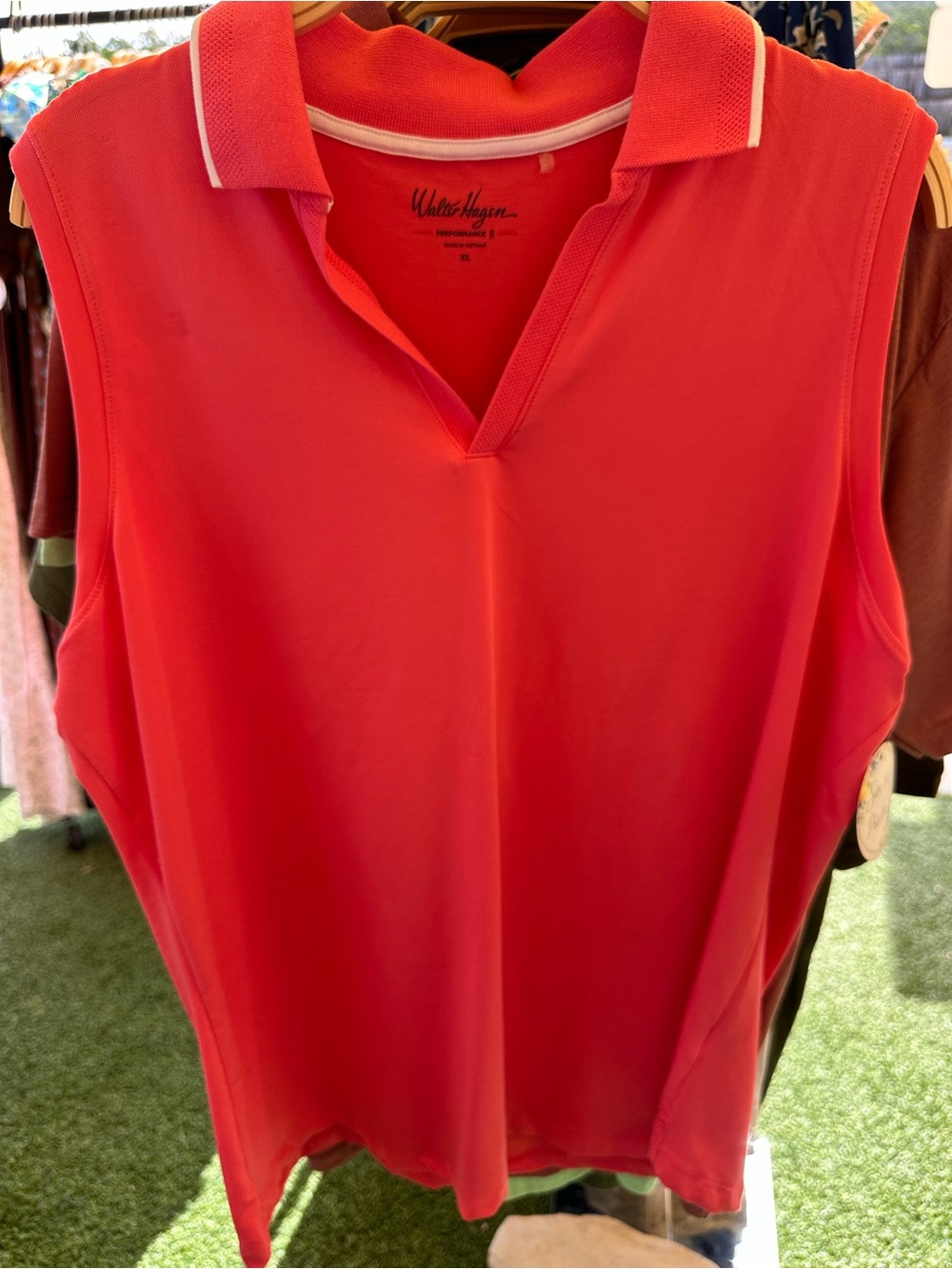 Walter Hagen Coral-Red Sleeveless Polo Tank